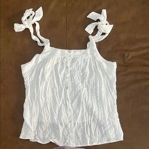 Jane and Delancey White Button-Front Tank with Bow Straps